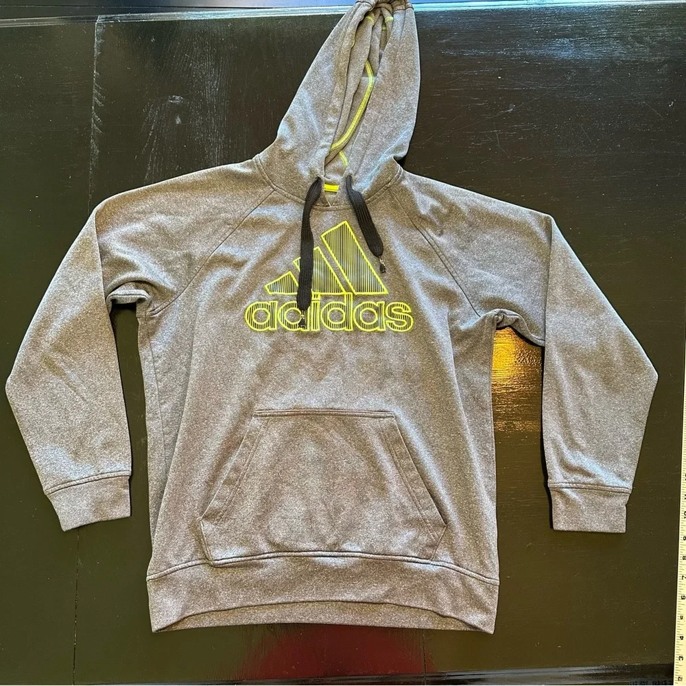 Adidas Medium High Visibility Neon Sweatshirt Work Gray Hoodie